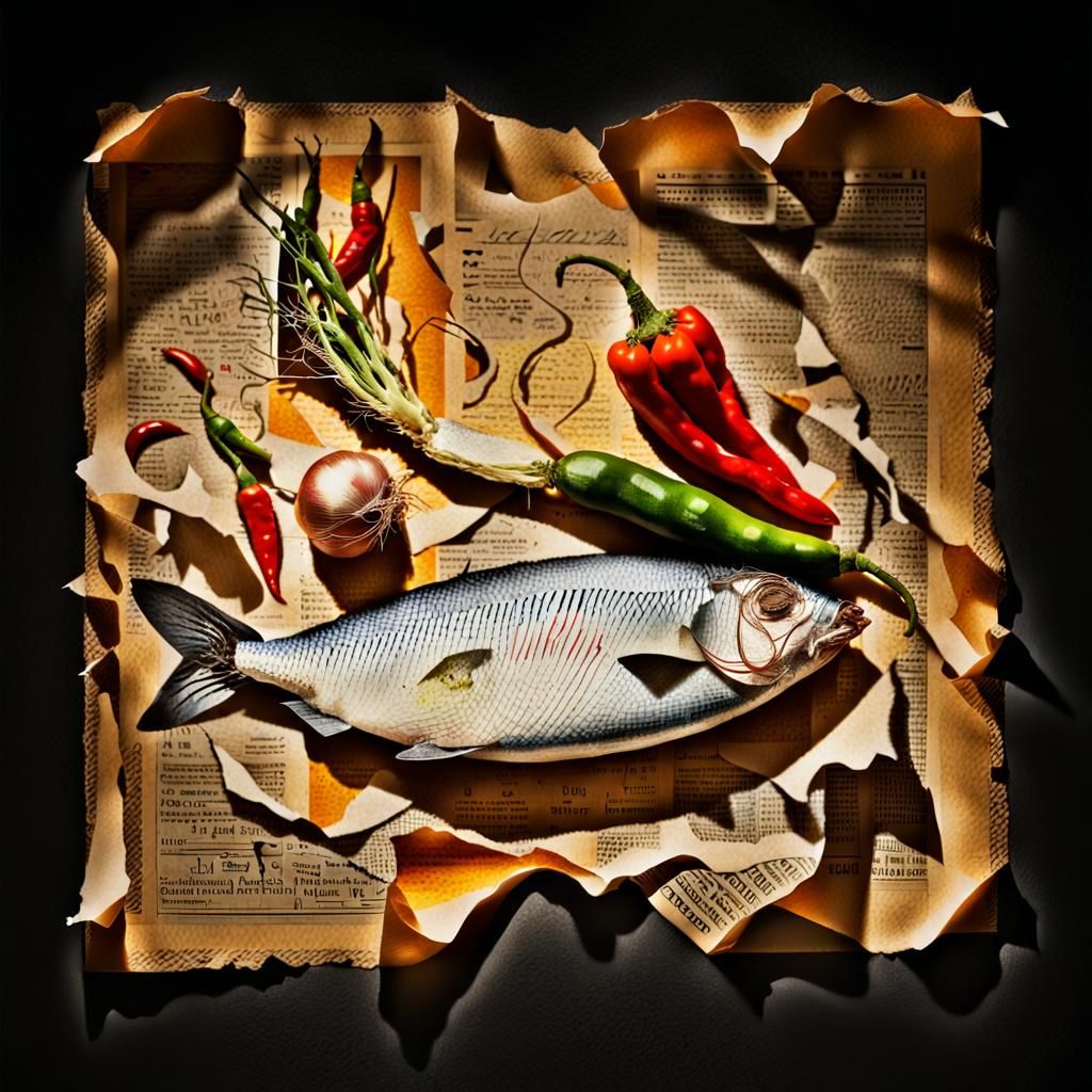 Surreal Herring Still Life Inspired by Art Deco