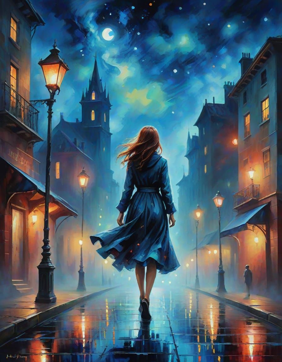 Surreal Cityscape Emerges from Brushstrokes in Midnight Drea...