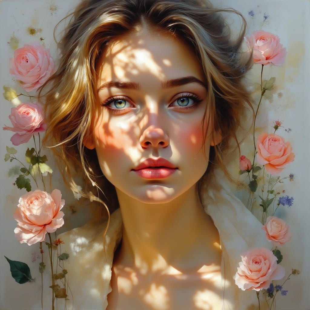 Serene Woman: Organic Impasto Portrait