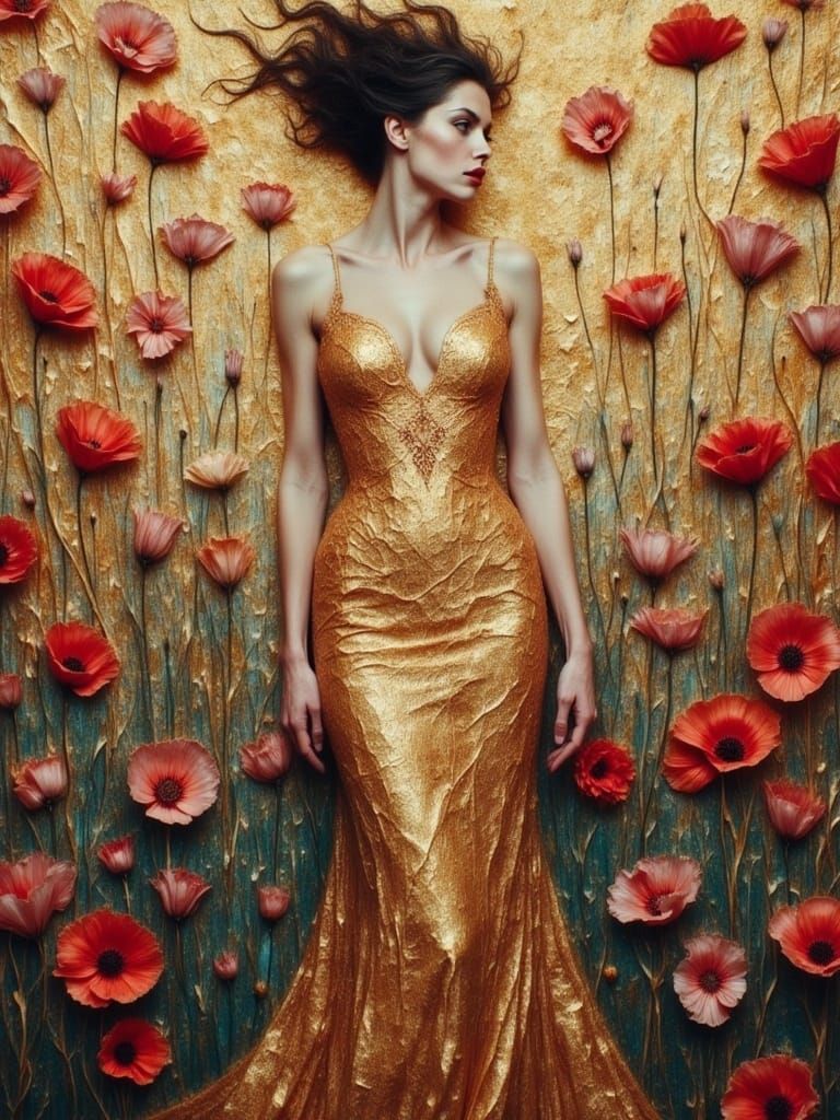 Ethereal Vienna Secession Woman in Golden Splendor