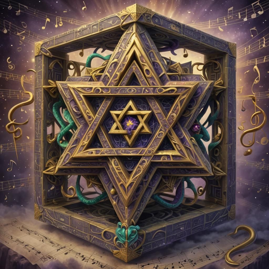 Mystical Serpent Wrapped Around Star of David Merkaba