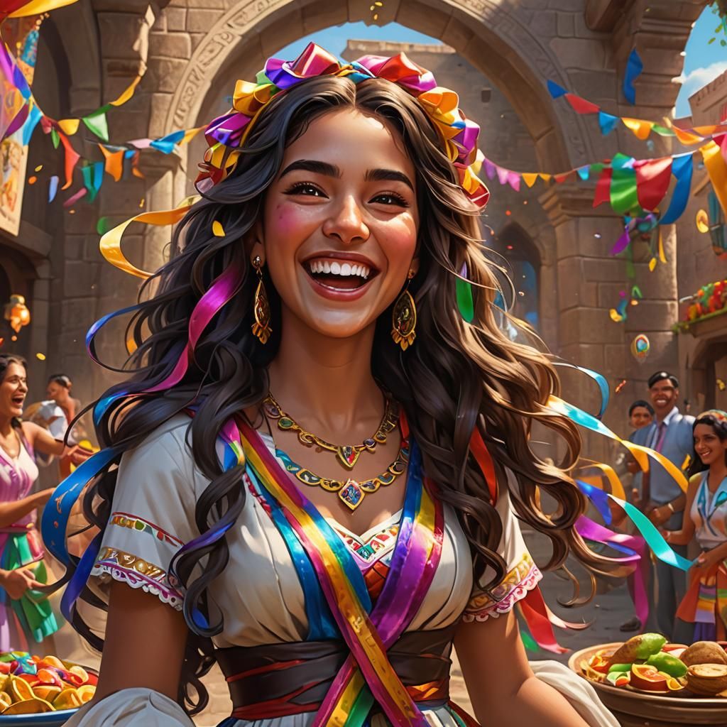 Radiant Hispanic Goddess in Hyperrealistic Fantasy Style