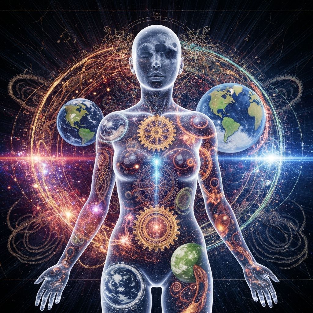 Ethereal Mindscape with Intertwined Earth and Moon