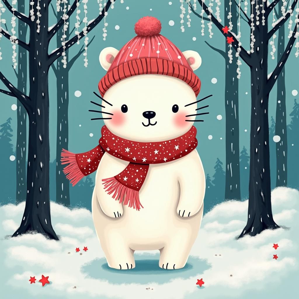 Polar Bear in Hello Kitty Hat, Murakami Style