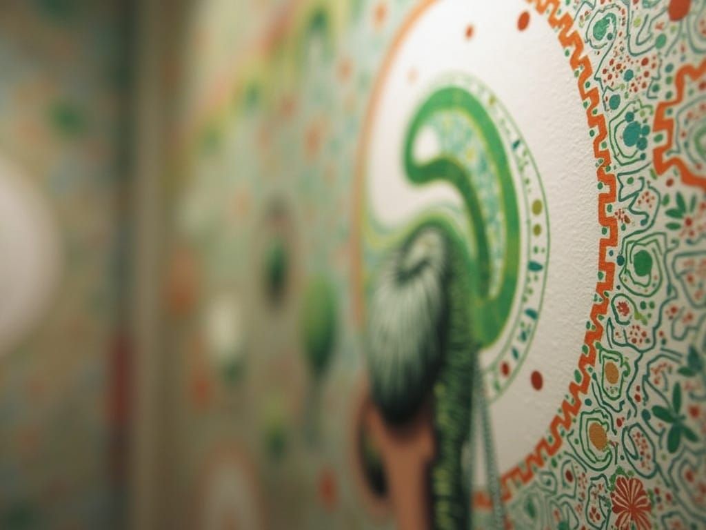 Green Swirling Abstract Artwork with Intricate Details