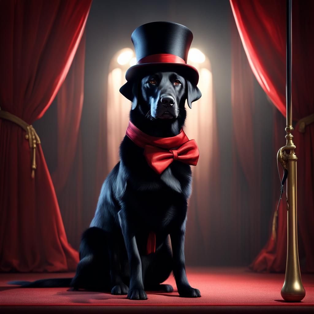 Black Lab Magician with Wand in 3D Render