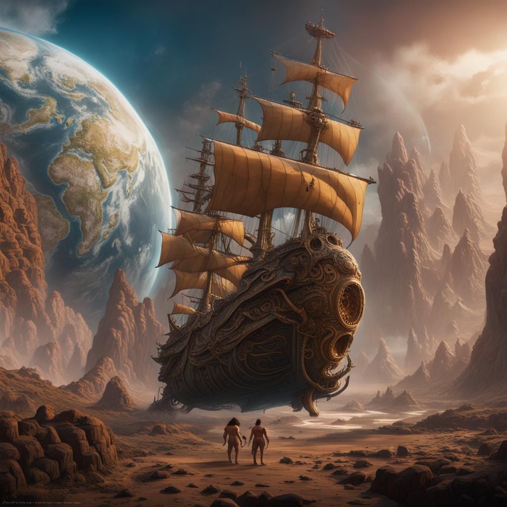 Hercules Transports Earth: Detailed Matte Painting