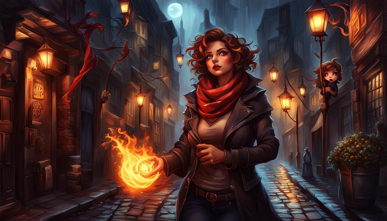 Modern Witch Summons Ethereal Fire in Alley