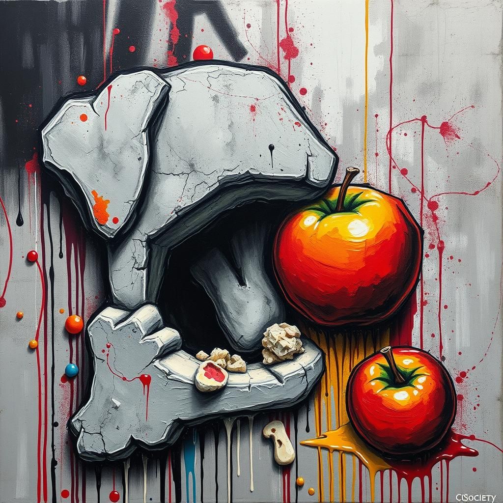 Colorful Graffiti Art with Abstract Forms and Figures