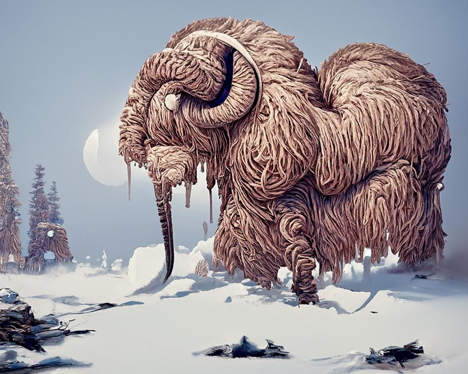 Woolly Mammoth in Snow, Digital Art