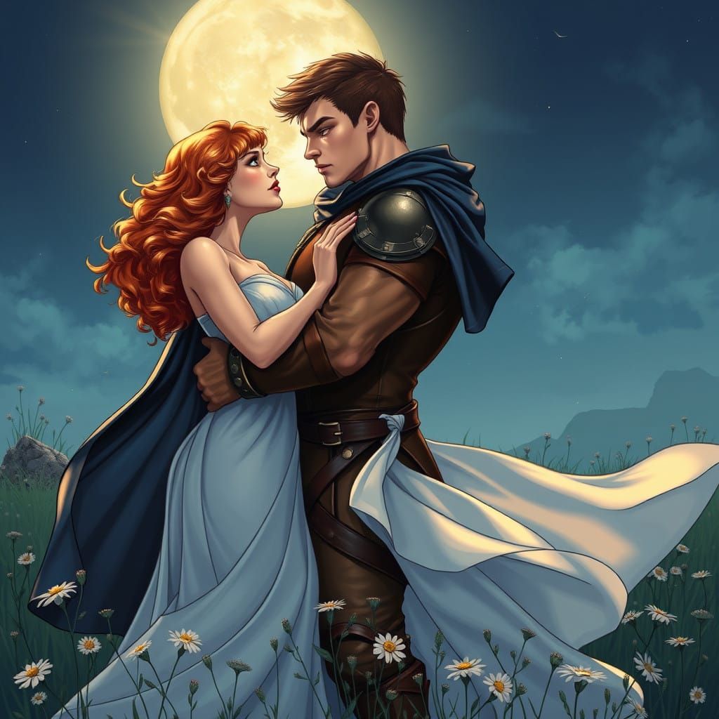 Romantic Moonlit Scene in Ethereal Style