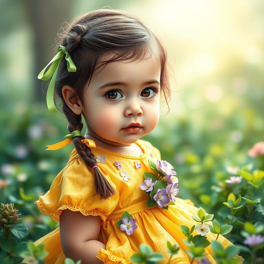 Whimsical Watercolor Portrait in Soft, Airbrushed Style