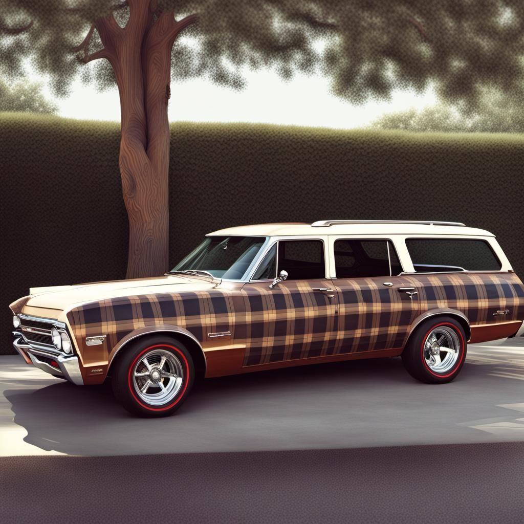 1968 Chevy Wagon with Plaid Panels