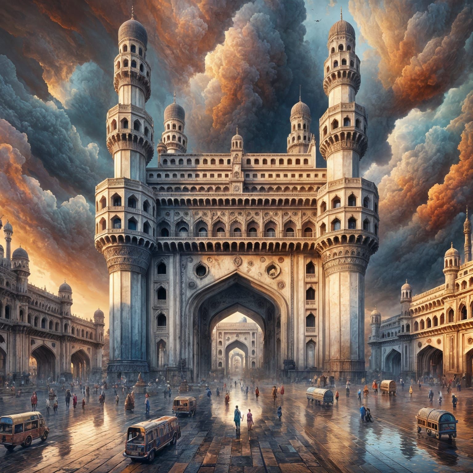 Fantastical Matte Painting of Charminar Monument in Hyderaba...