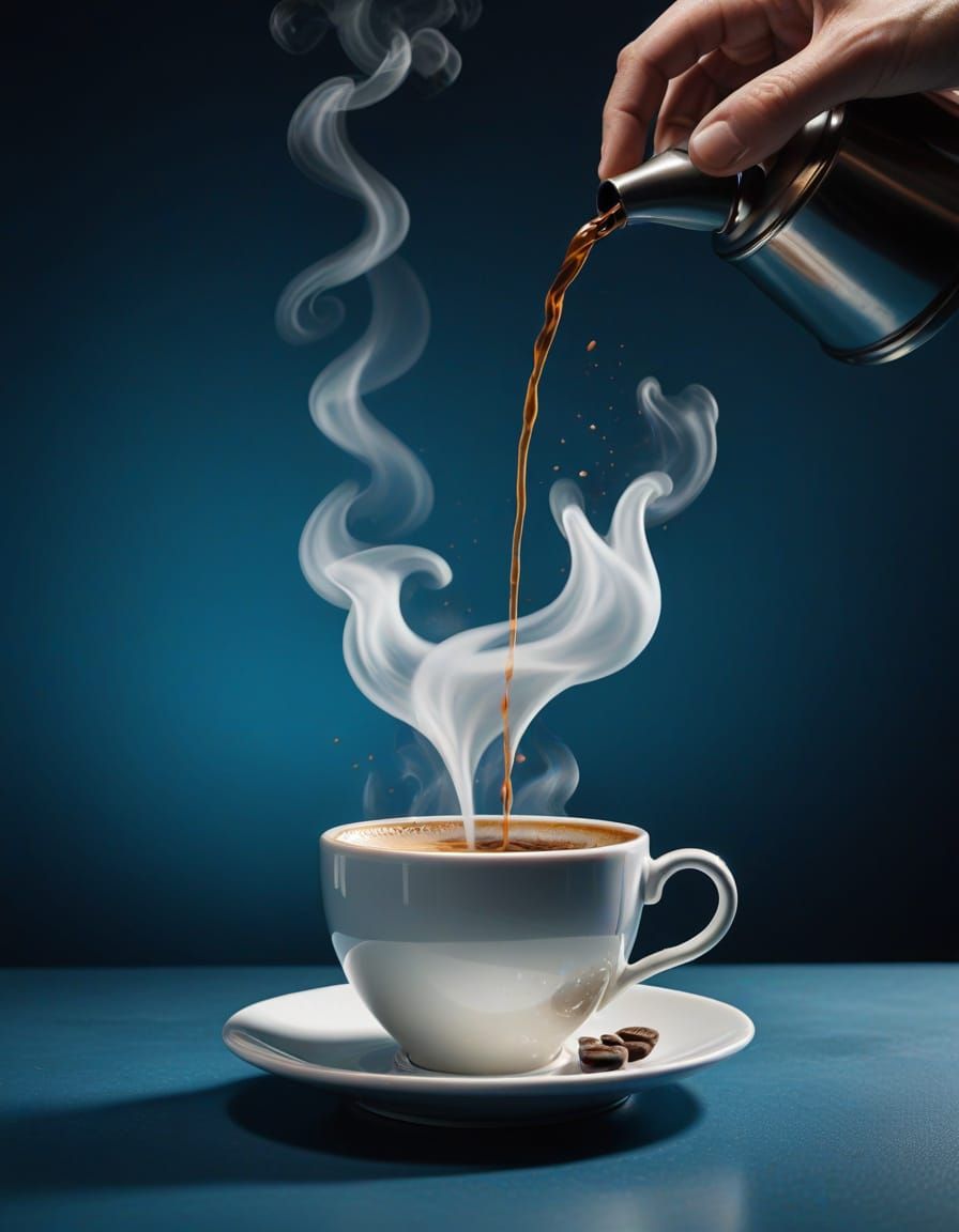 Pouring Coffee: Photorealistic Digital Art in 8k