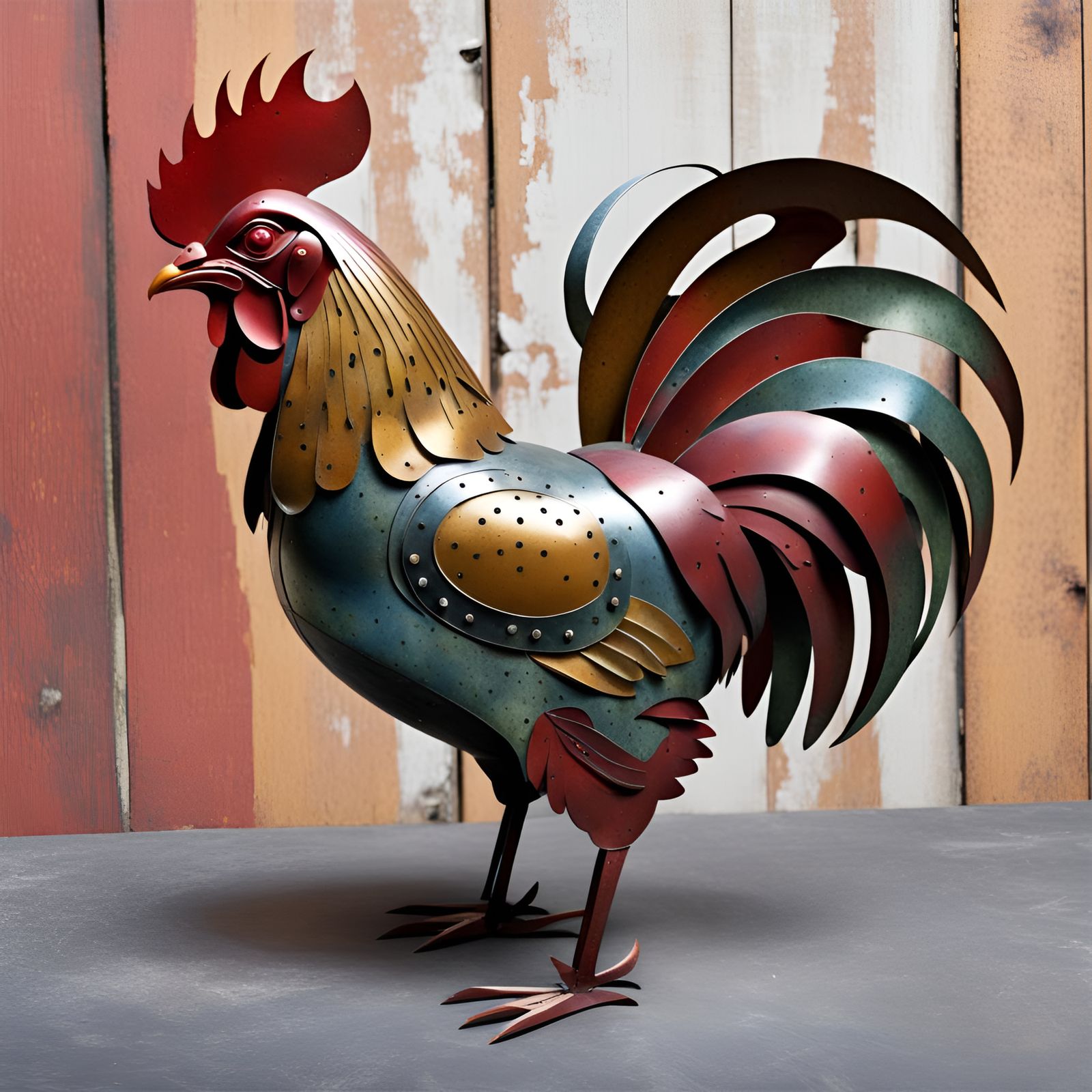 Bronze Metal Rooster Sculpture