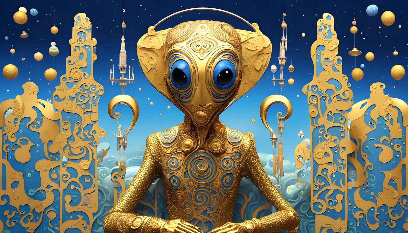 Luxurious Easter Alien in Art Nouveau Style