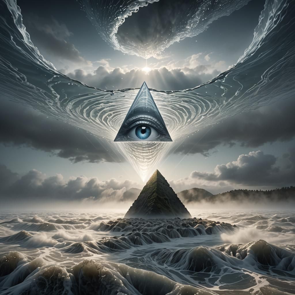 Futuristic 3D Optical Illusion with Glass 'A' Shape