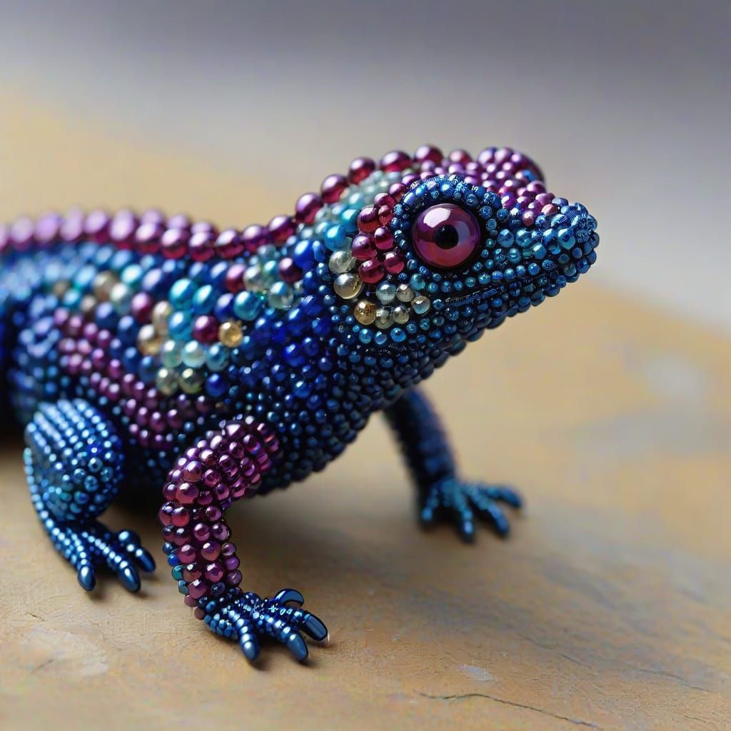 Beaded Lizard Close-up in Shades of Blue