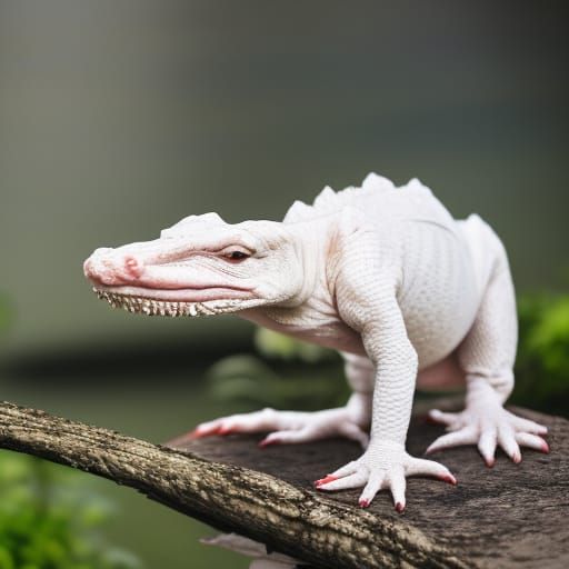 Albino Alligator Portrait in Natural Lighting