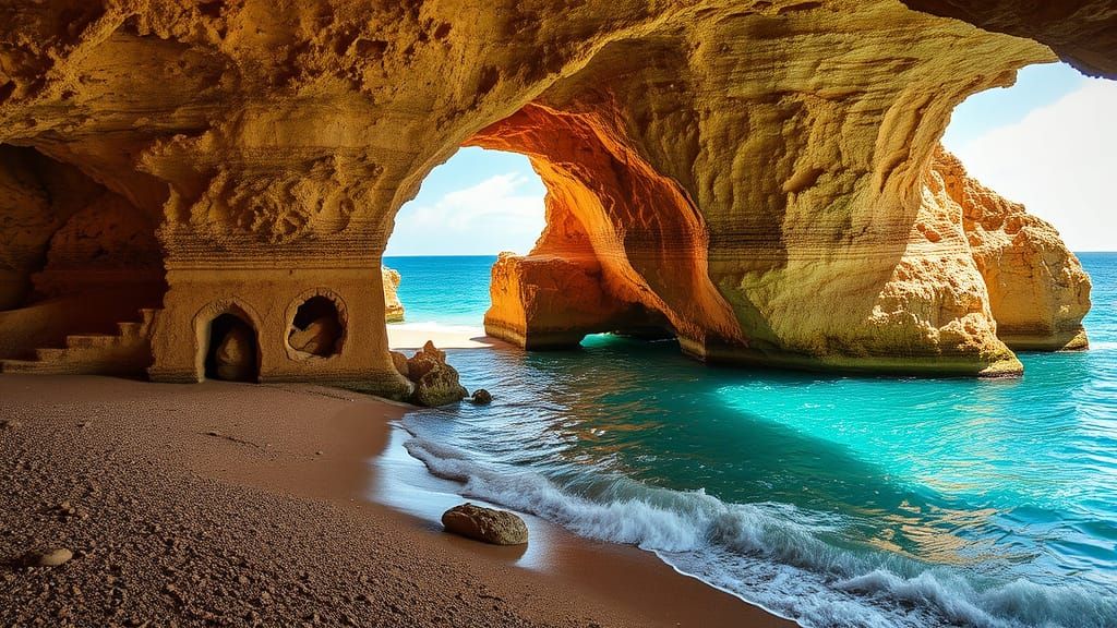 Realistic Beach Paradise with Benagil Caves