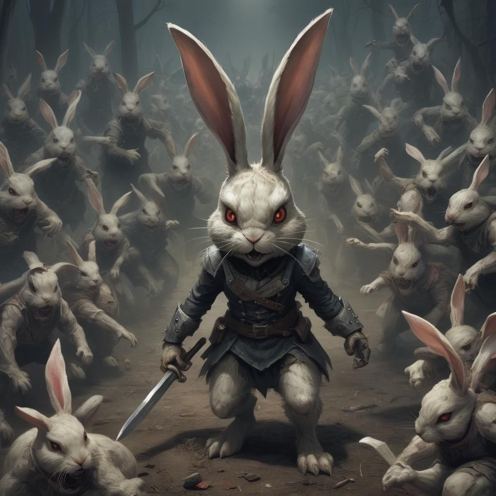 Nightmare Bunny Rabbit Terrorizes in Fantasycore Style
