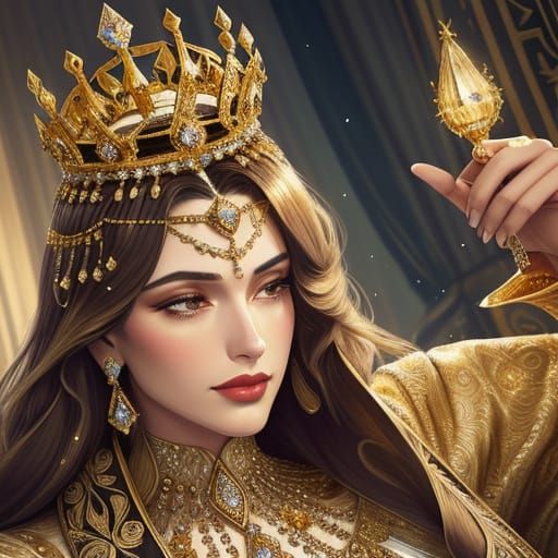 Majestic Art Deco Crown with Jewels and Gold Tones