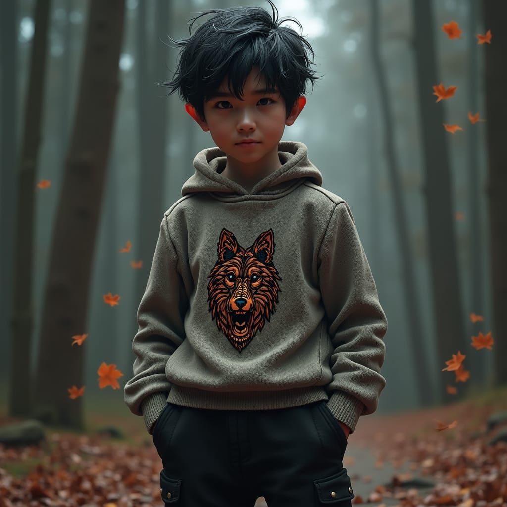 Boy with Wolf Sweater in Fantasy Matte Painting