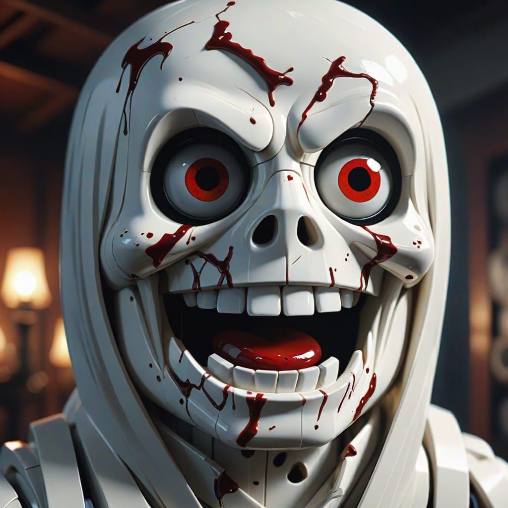 Terrified Cartoon Ghost Screaming in Horror