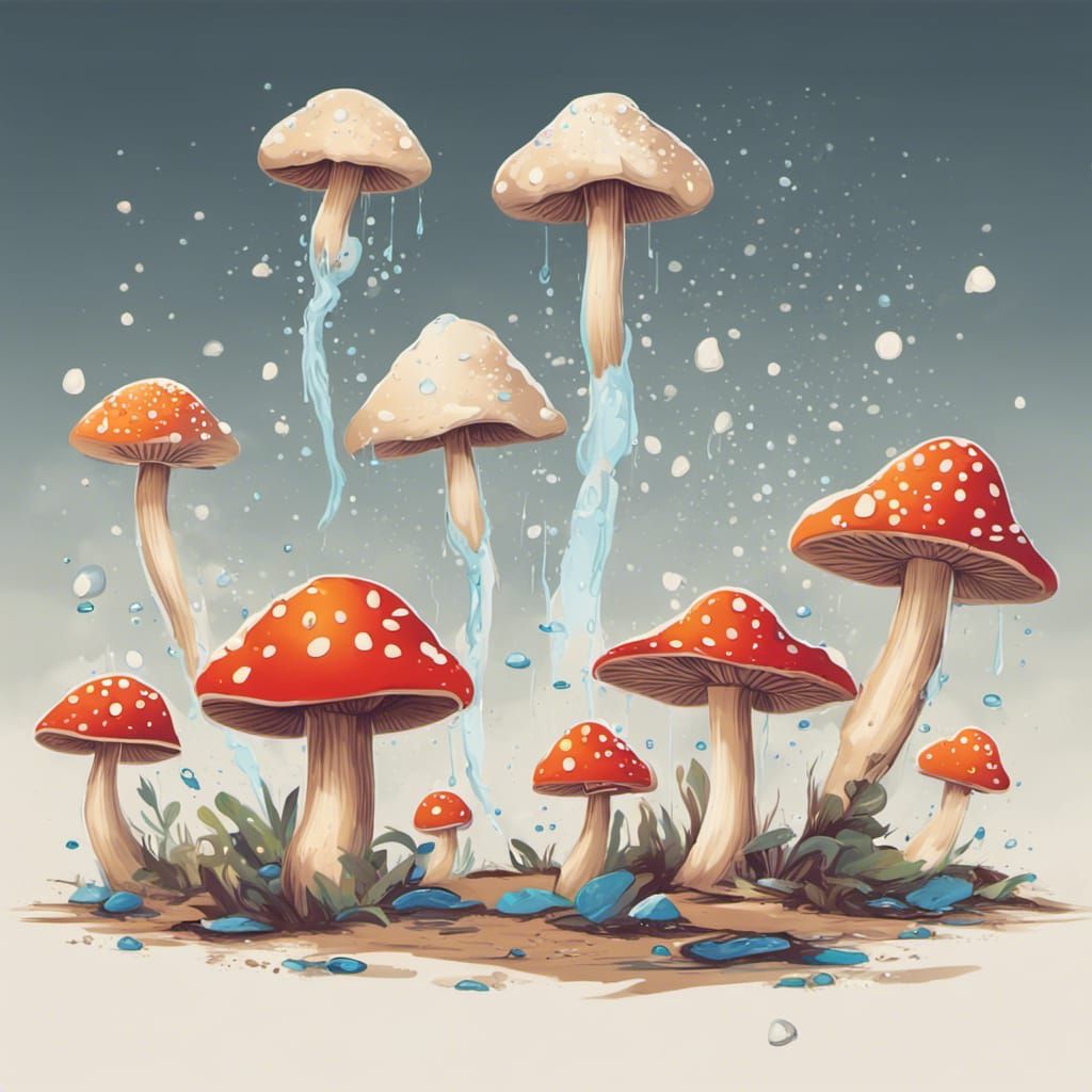 Fairies in Mushroom Village: Vintage Vector Illustration
