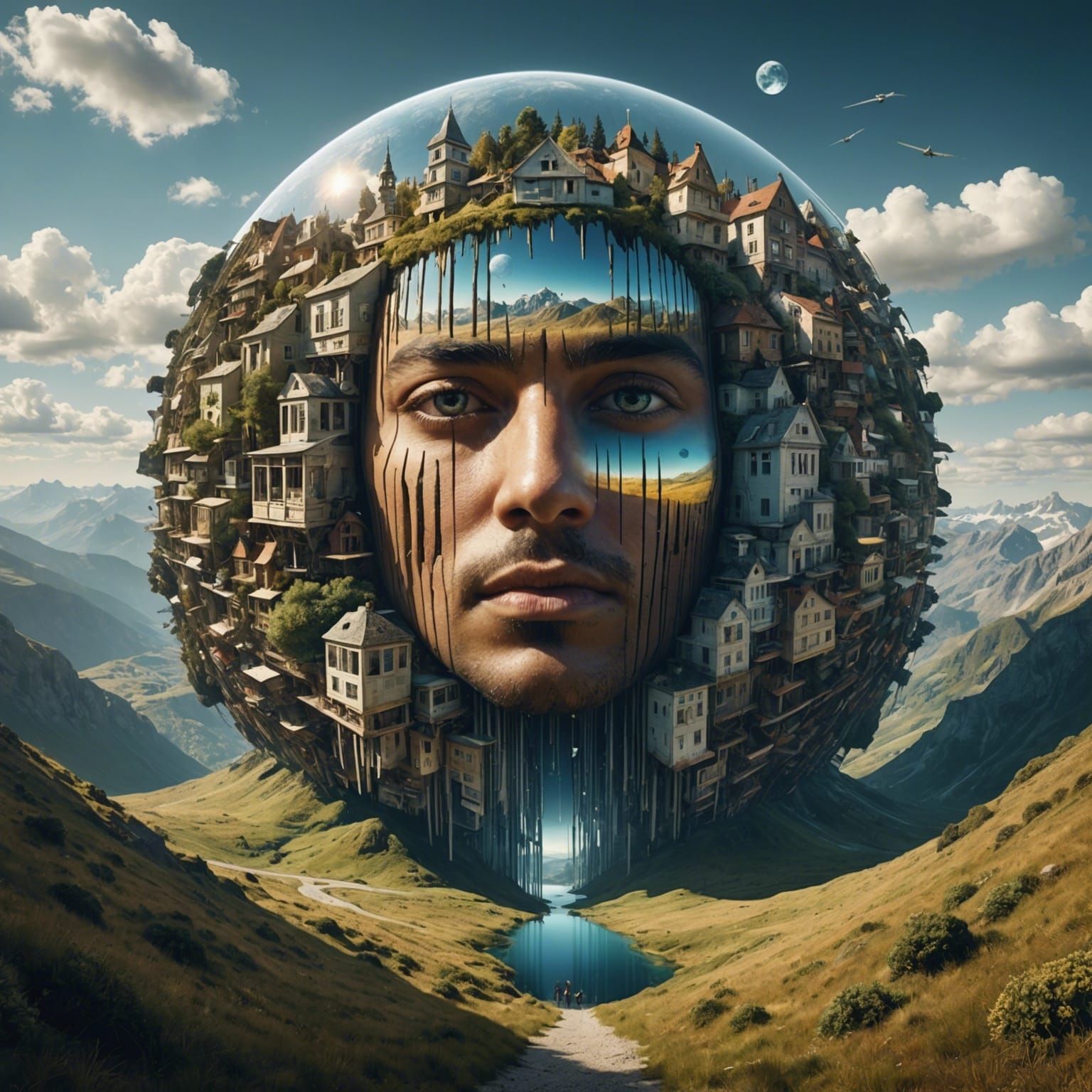 Surreal Landscape Collage in Photorealistic 8K