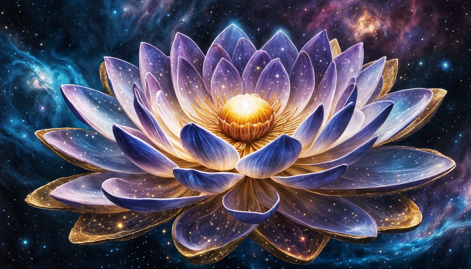 Divine Cosmic Lotus Blooms in Deep Space