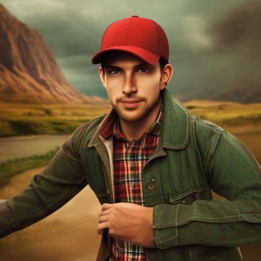 Man in Red Plaid Shirt: Digital Matte Painting