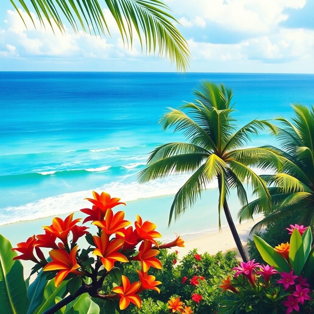 Serenity by the Turquoise Sea in Soft Watercolor Hues