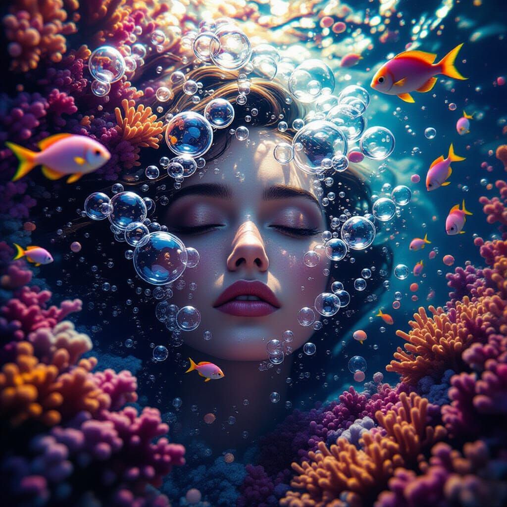 Bioluminescent Coral Dreamscape in Dark Fantasy Style