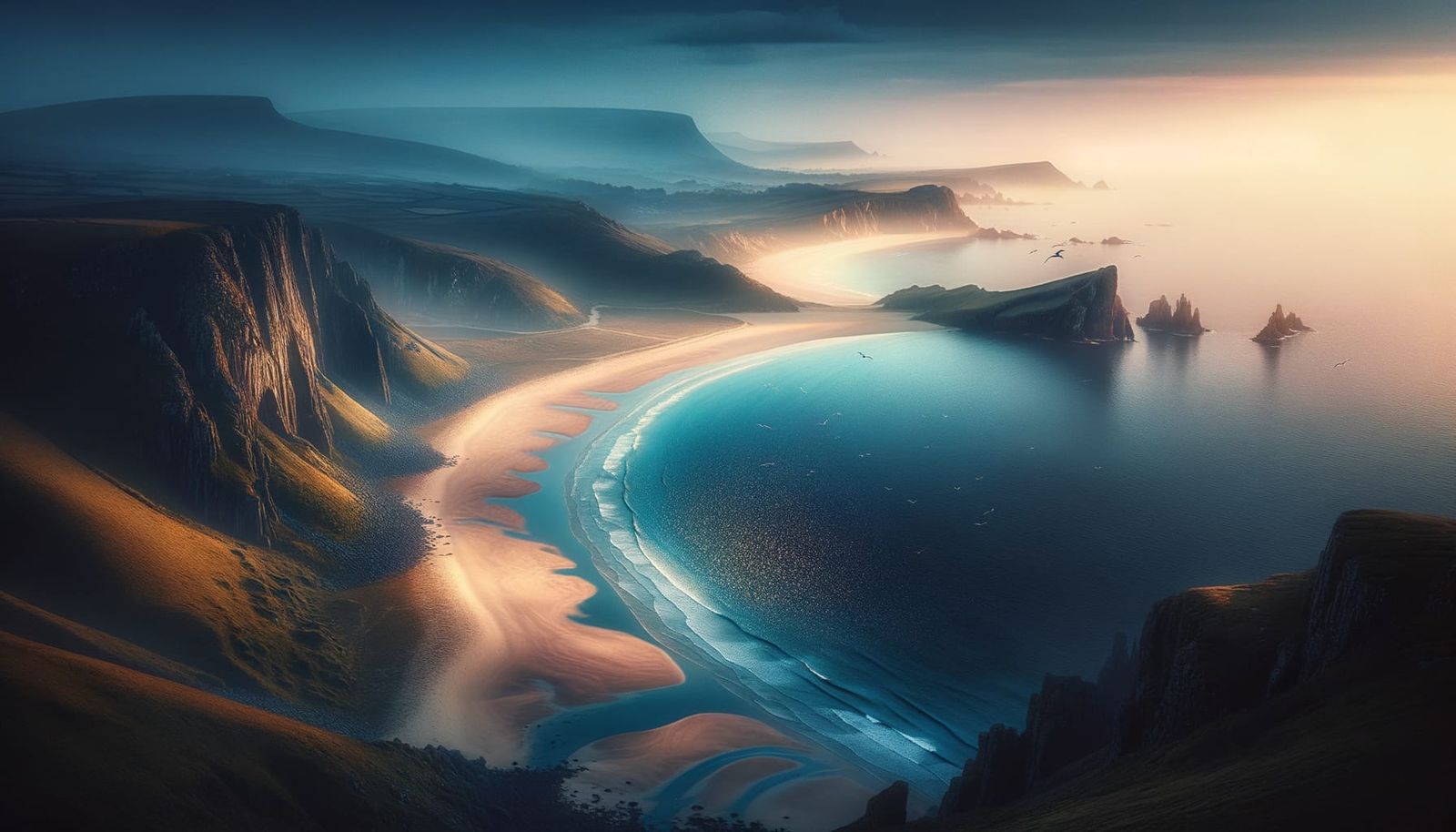 Panoramic Coastal View at Sunset