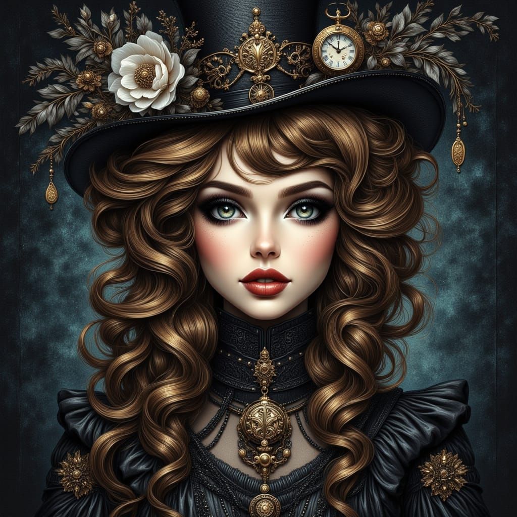 Steampunk Anna Karenina in Mixed Media Style
