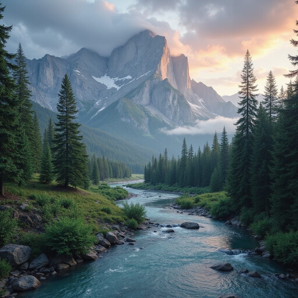 Surreal Panorama of Majestic Mountains and Vibrant Skies in ...