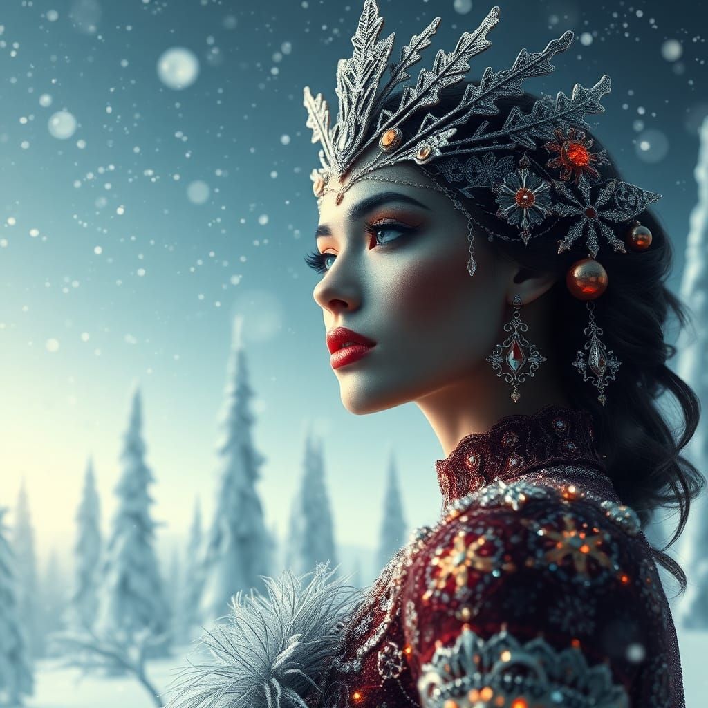 Fractal Winter Elegance with Synthbrain Aesthetic