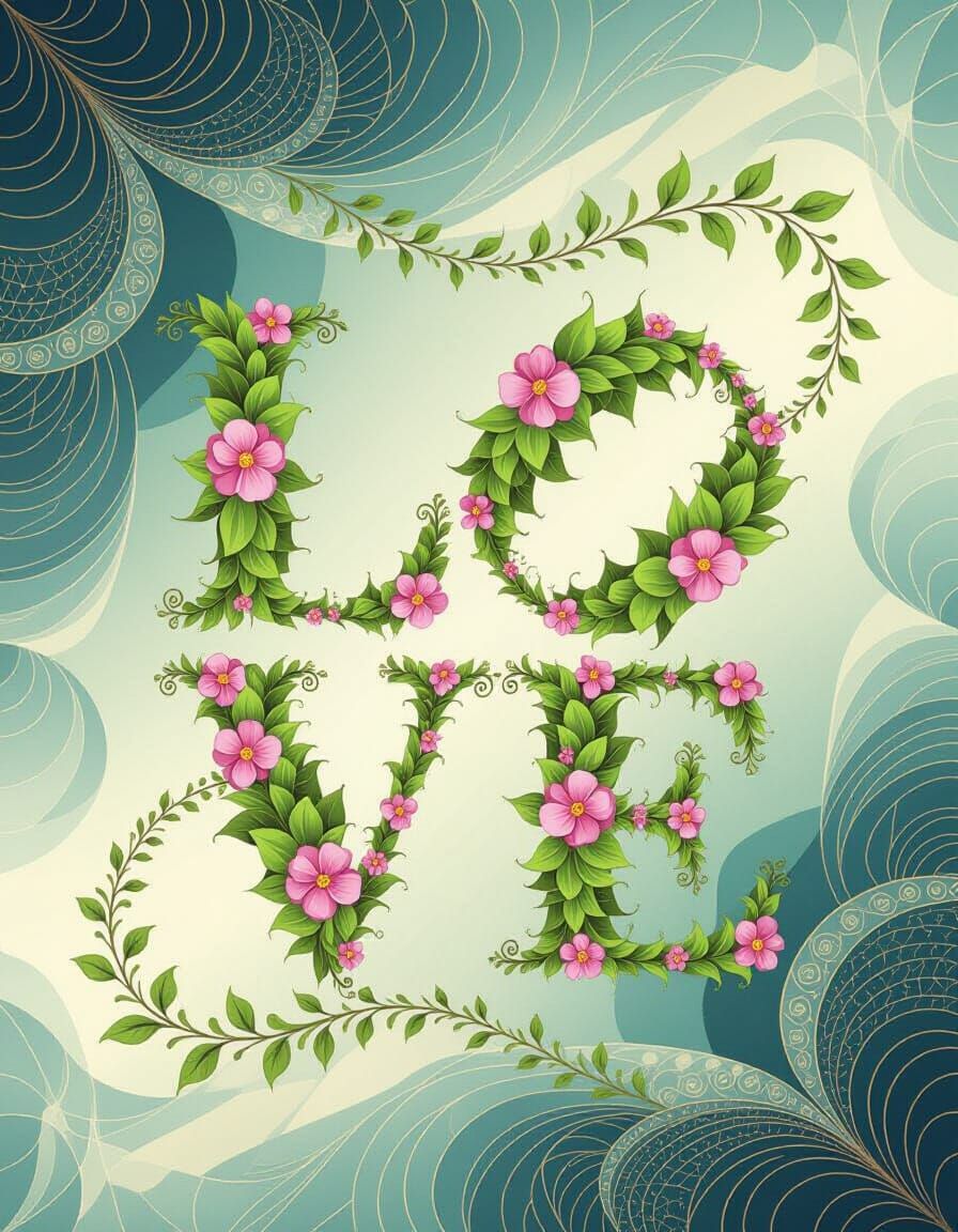 Nature and Geometry Blend in Abstract LOVE Design