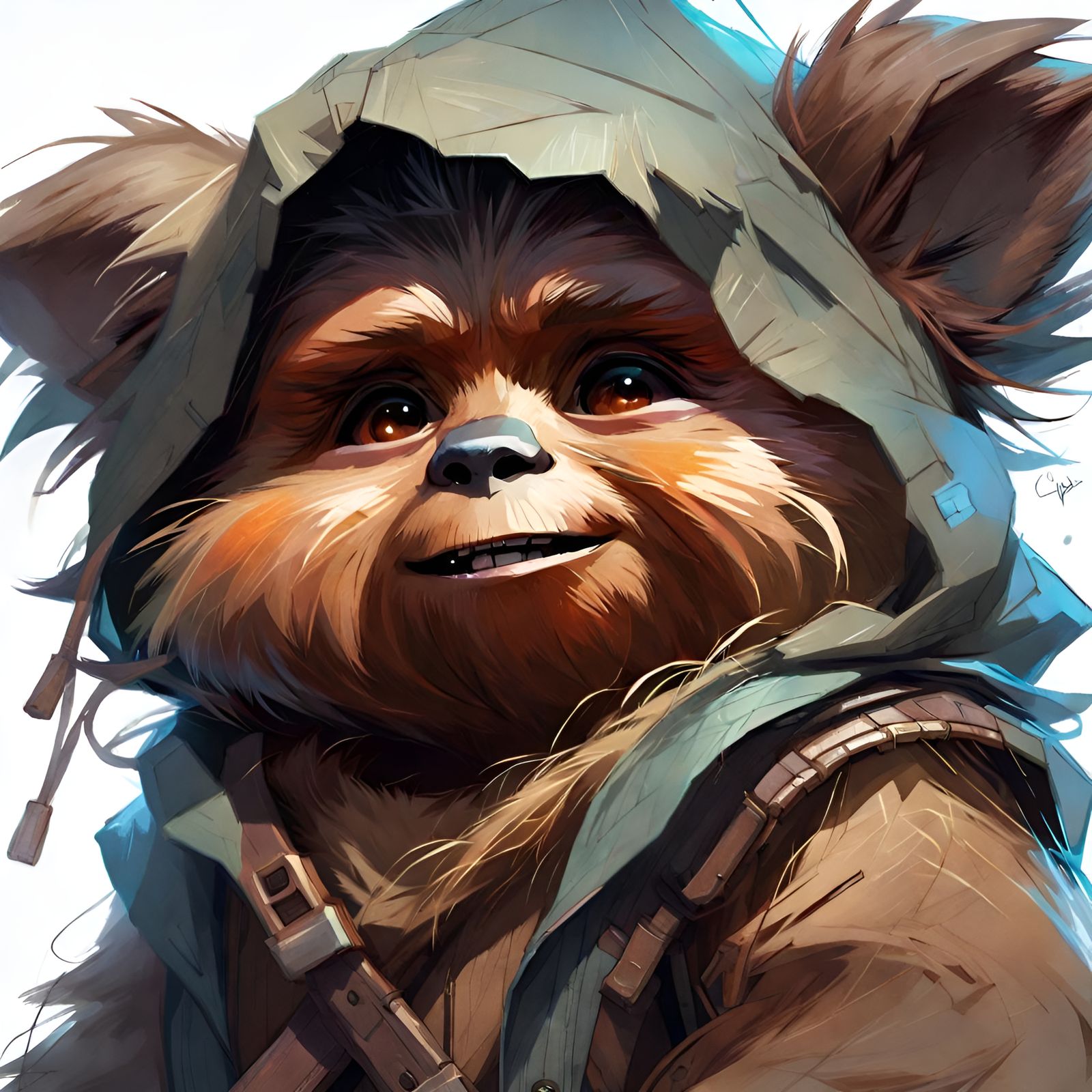 Adorable Ewok Portrait in Detailed Concept Art