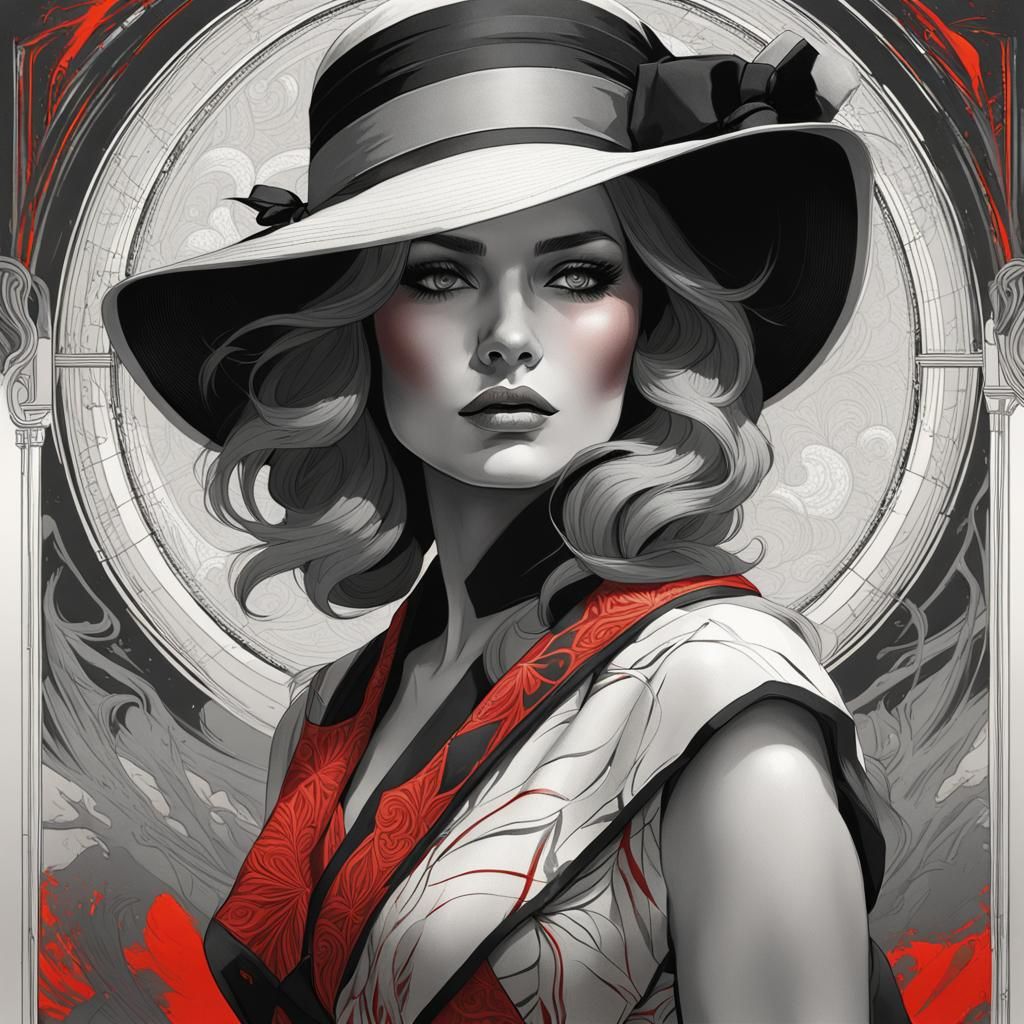 Stylish Woman in 1960s Dress, Hyperdetailed Portrait