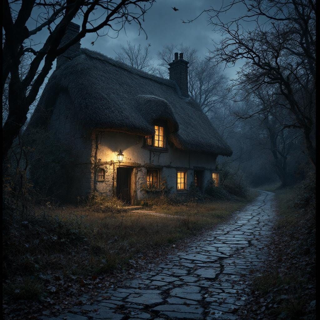 Ethereal Lights Illuminate Abandoned Cottage: Cinematic Film...