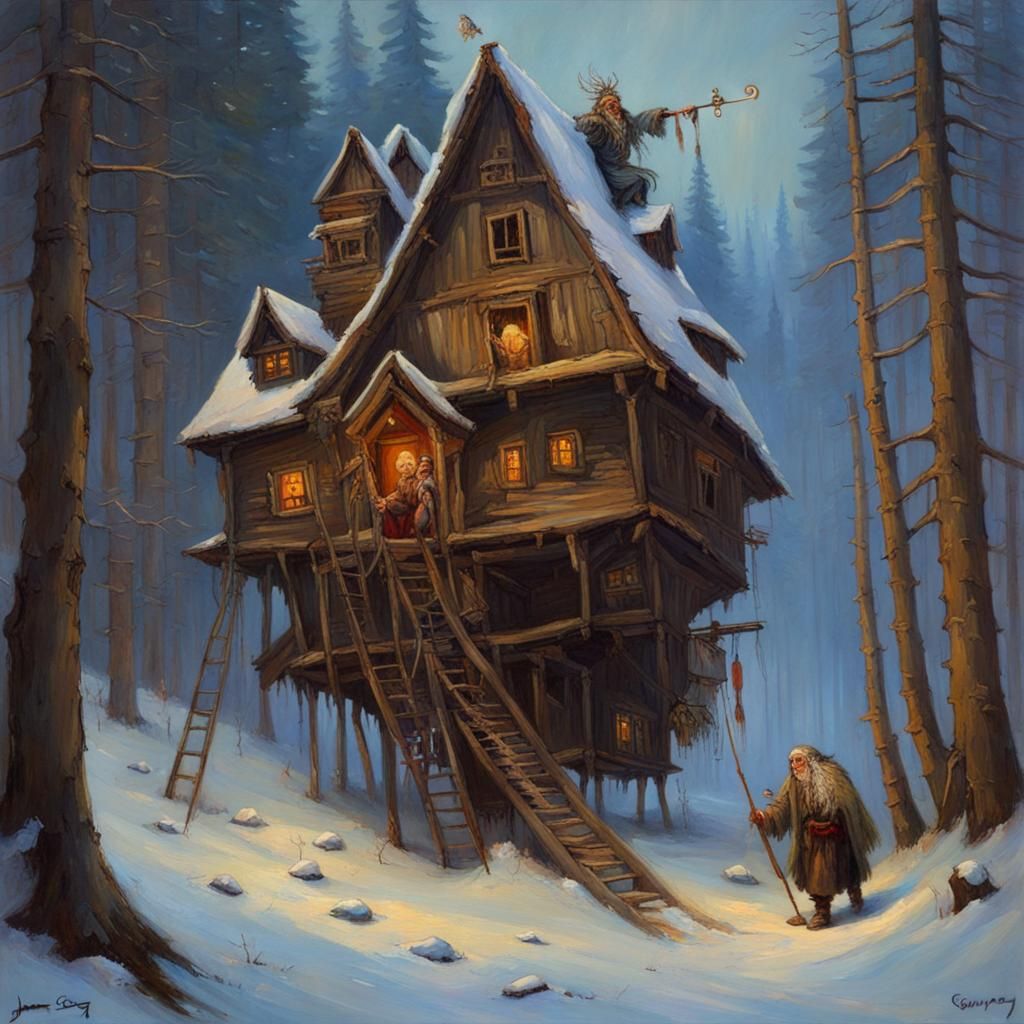 Epic Baba Yaga Oil Painting