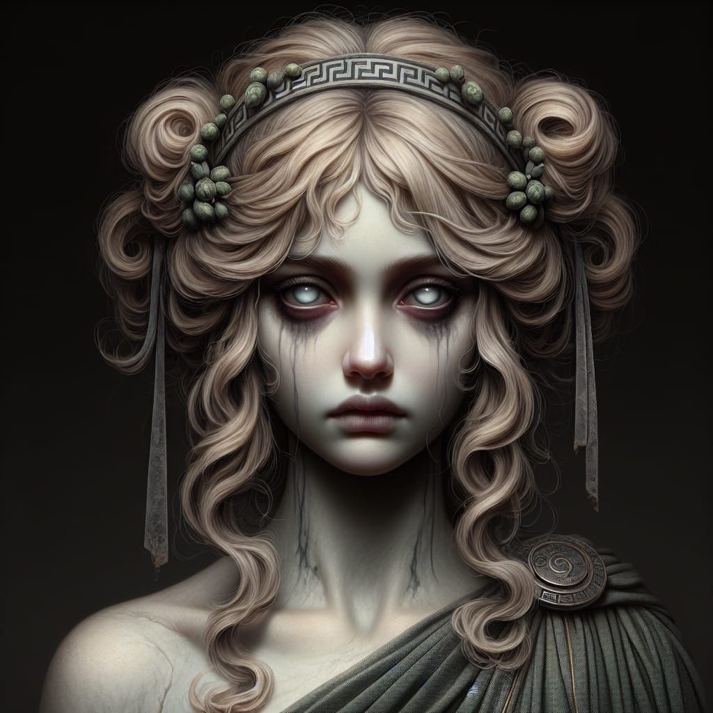 Achlys: Greek Goddess of Misery in Romantic Style