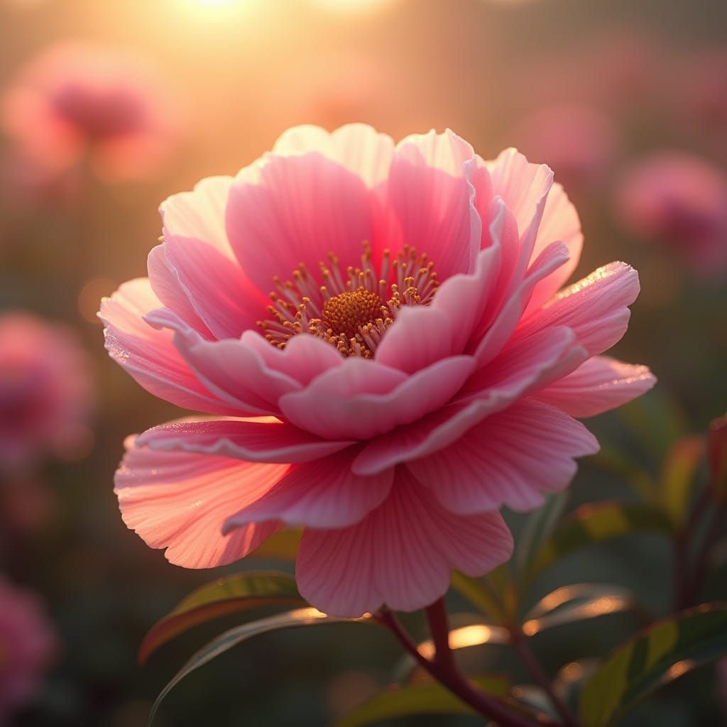 Vibrant Morning Peony in Elegant Script