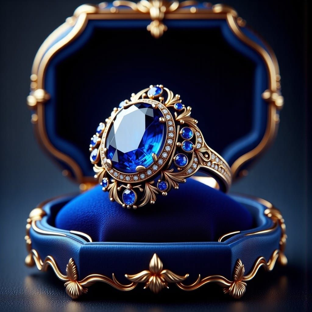 Antique Sapphire Ring in Art Deco Style