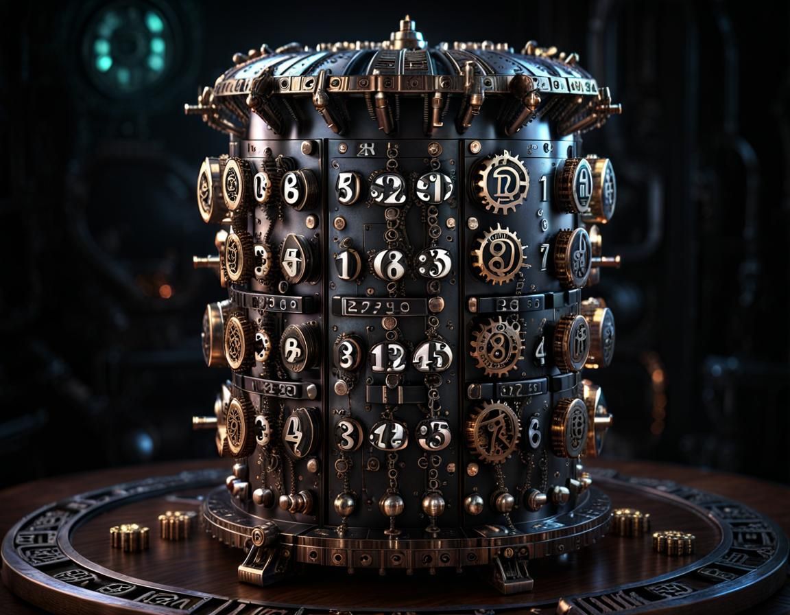 Intricate Sci-Fi Cylinder Puzzle in Steampunk Style