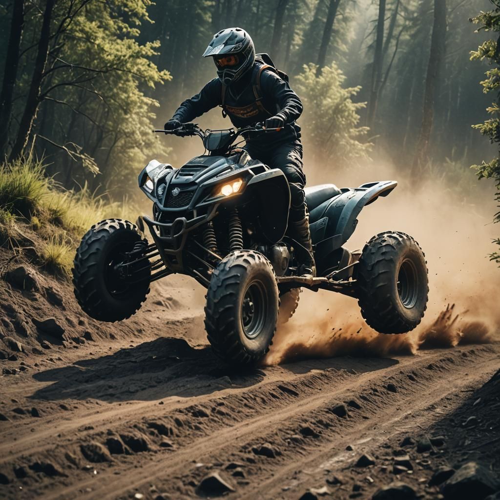 Cinematic ATV Rider in Atmospheric Lighting