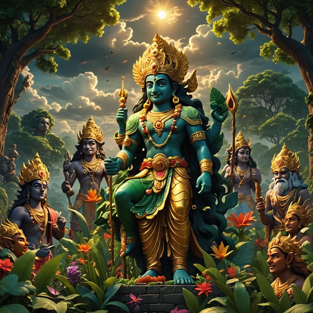 Gods Seek Vishnu's Help: 3D Cartoon Style